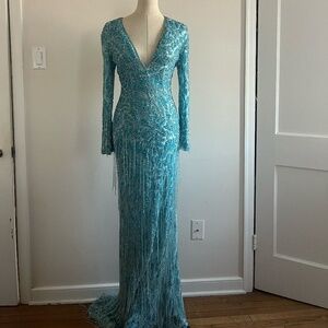 Sherri Hill Fully Beaded Ice Blue Pageant / Prom Gown